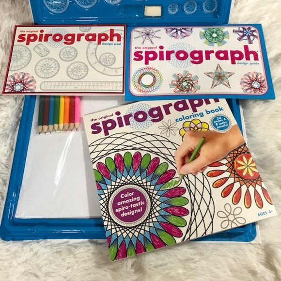 Spirograph Deluxe Set & Travel Spirograph Tin Set w/Bonus Coloring Book Pencils - Picture 6 of 16